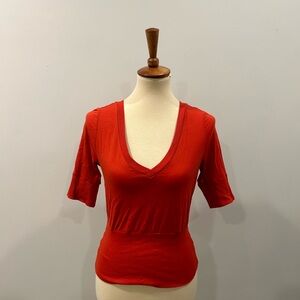Anthropologie Pilcro Red Orange neck Top Women's S